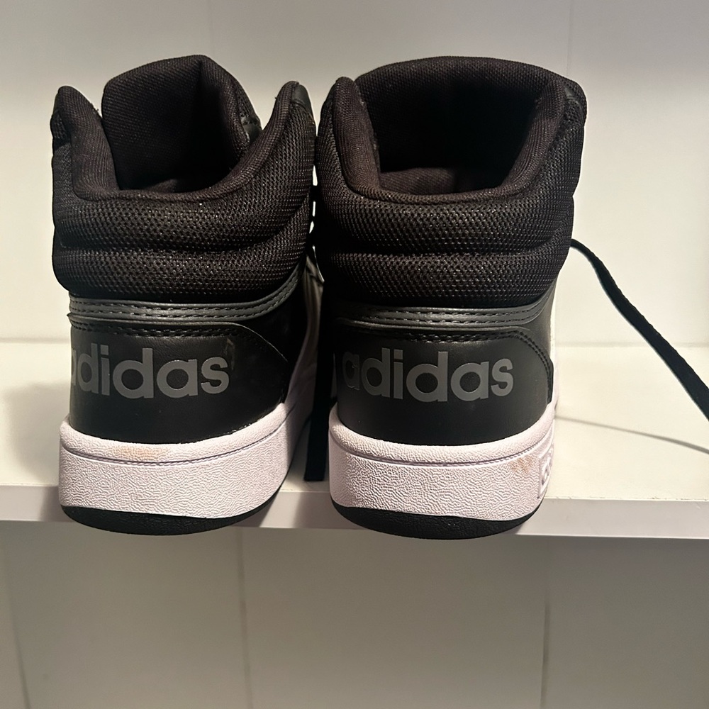 Black and white big kids addidas